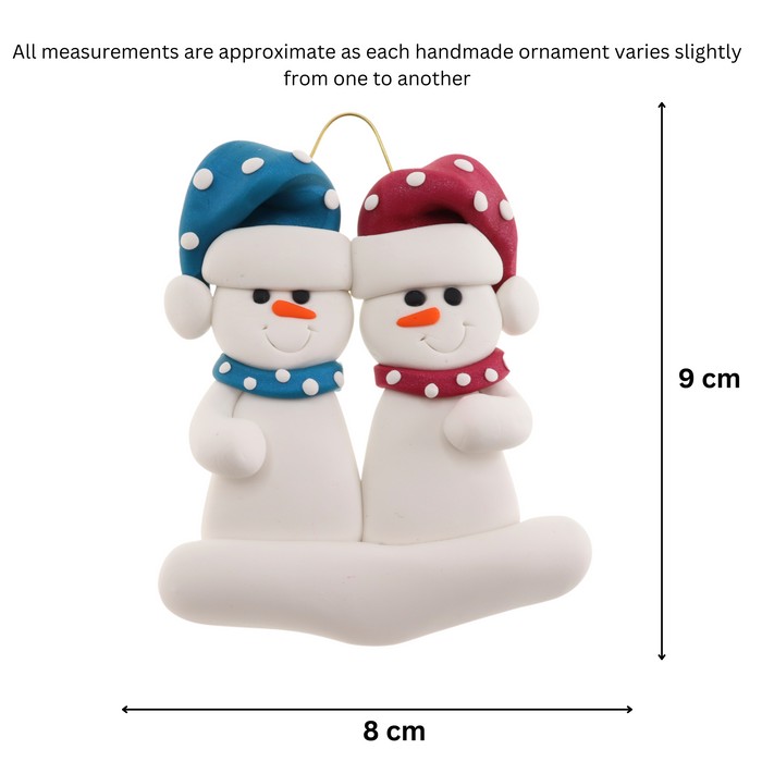 Polka Dot Snowman Couple Ornament