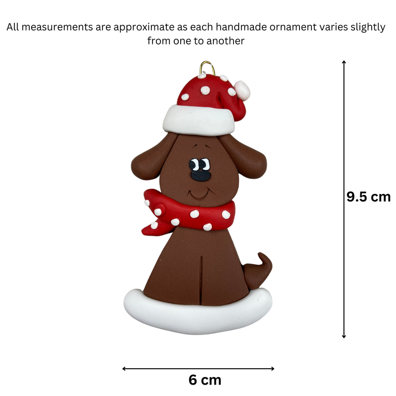 Polka Dot Dog Brown Christmas Ornament