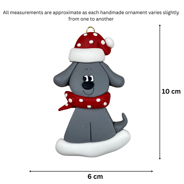 Dog with Polka Dot Scarf Ornament - Grey