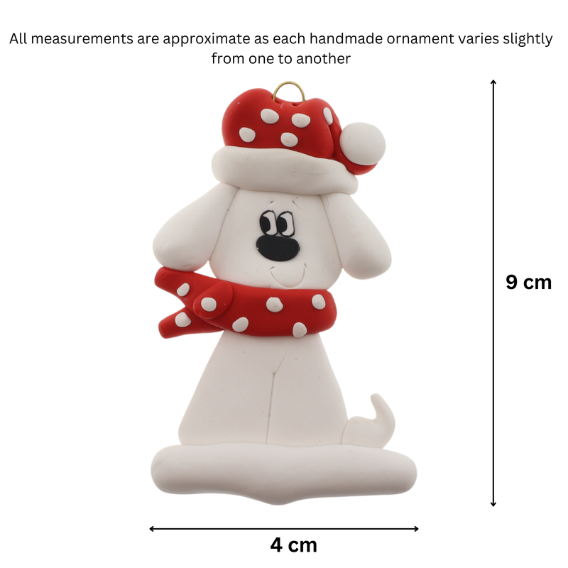 Polka Dot Dog White Christmas Ornament