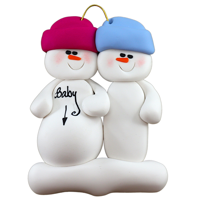 Expecting Snowmen Family of 2 Ornament