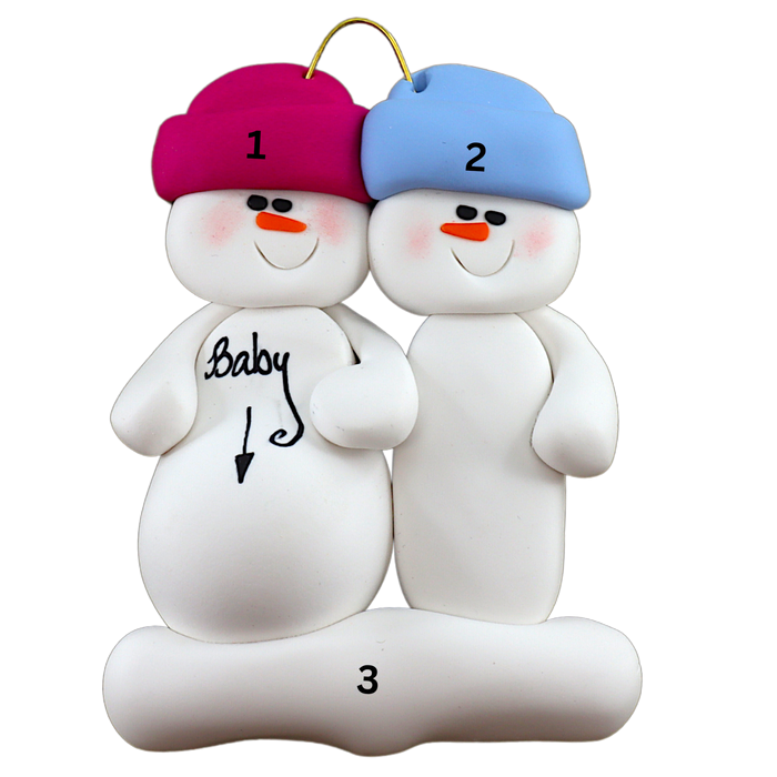 Expecting Snowmen Family of 2 Ornament