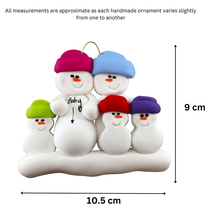 Expecting Snowmen Family of 5 Ornament Ornamentopia