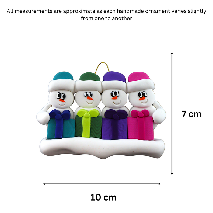 Present Snowmen Family of 4 Ornament Ornamentopia