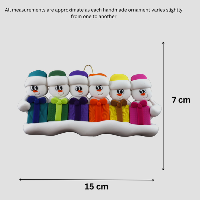 Present Snowmen Family of 6 Ornament Ornamentopia