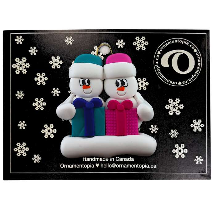 Present Snowmen Family of 2 Ornament