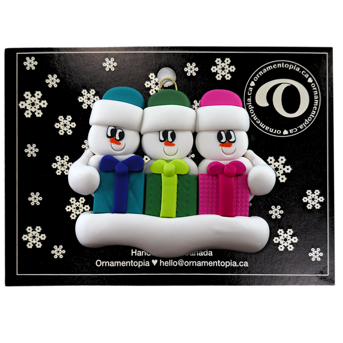 Present Snowmen Family of 3 Ornament