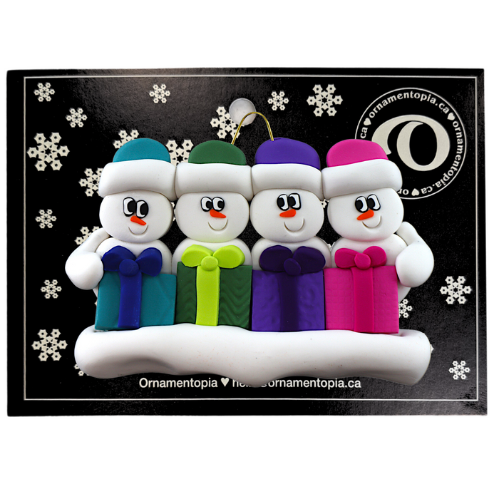 Present Snowmen Family of 4 Ornament