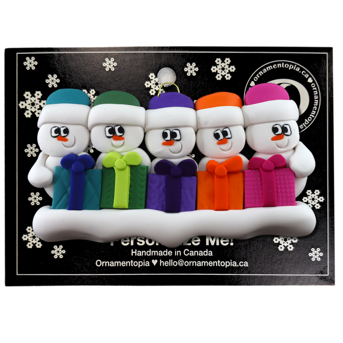 Present Snowmen Family of 5 Ornament