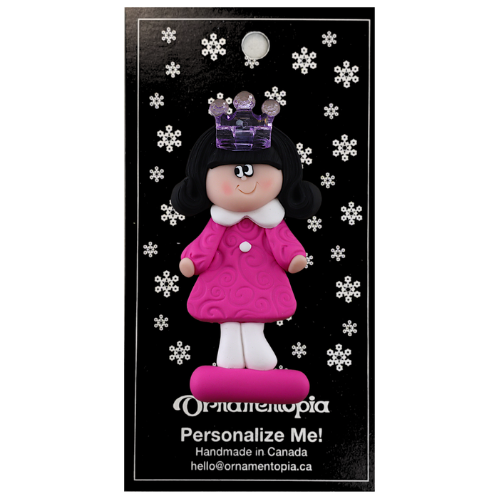 Holiday Princess Ornament - Black Hair