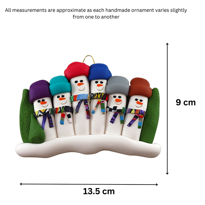 Colourful Scarf Snowmen Family of 6 Ornament Ornamentopia