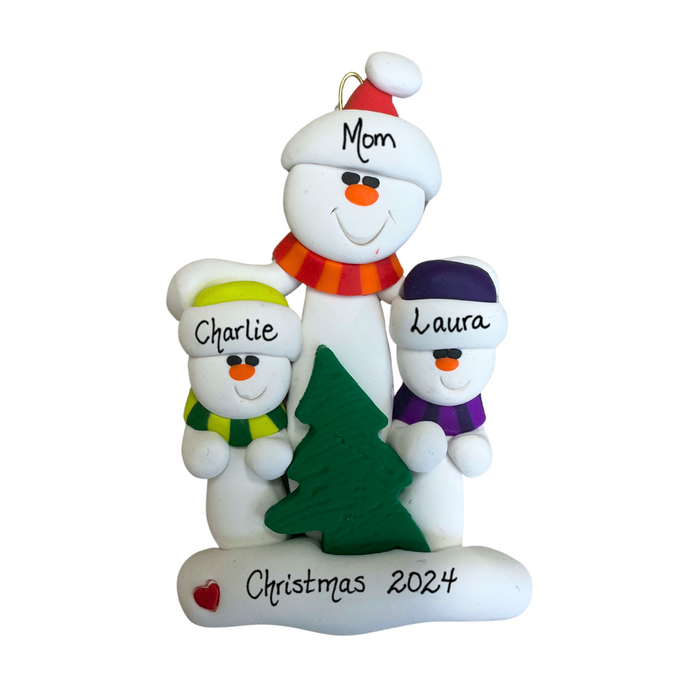 Single Parent Tree Family of 3 Ornament