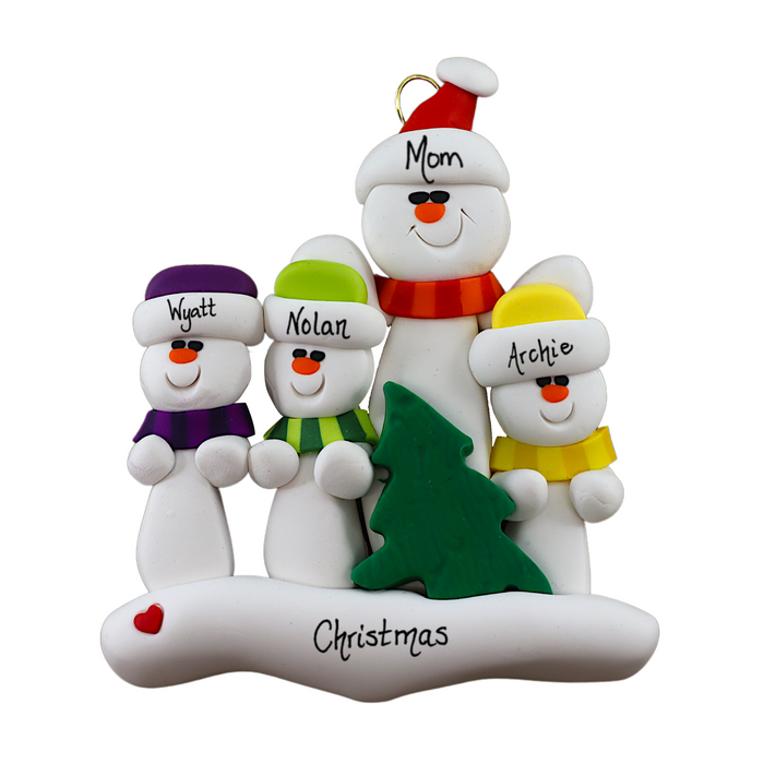 Single Parent Tree Family of 4 Ornament