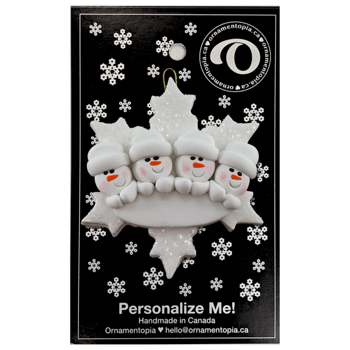 Snowflake Family of 4 Christmas Ornament