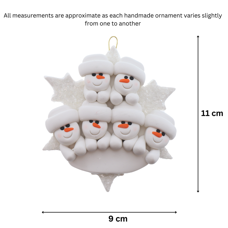 Snowflake Family of 6 Christmas Ornament