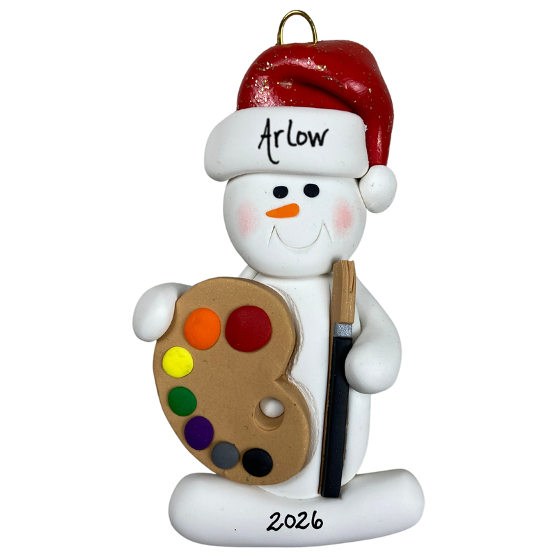 Snowman Artist Christmas Ornament