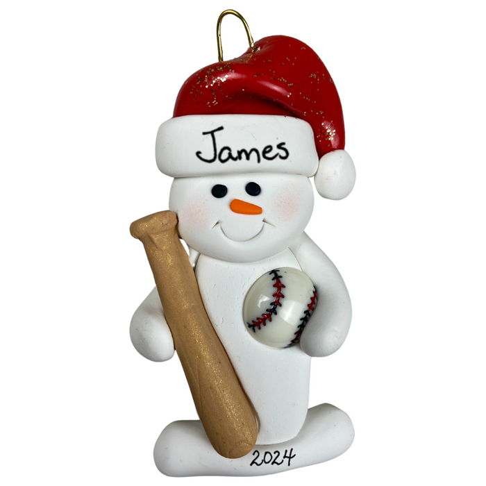 Snowman Baseball Ornament