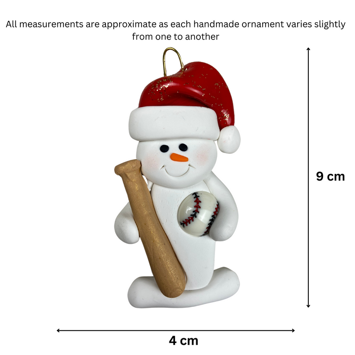 Snowman Baseball Ornament