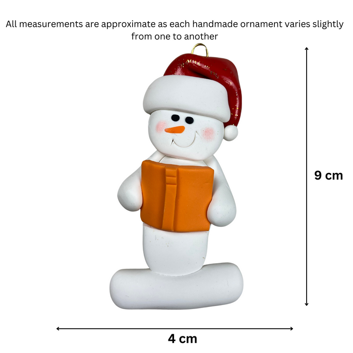 Snowman Booklover Orange Ornament