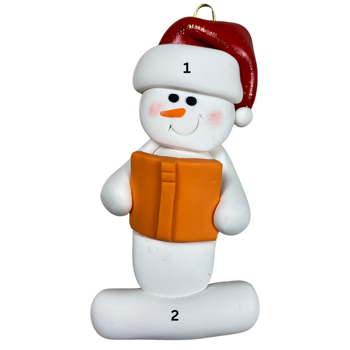 Snowman Booklover Orange Ornament