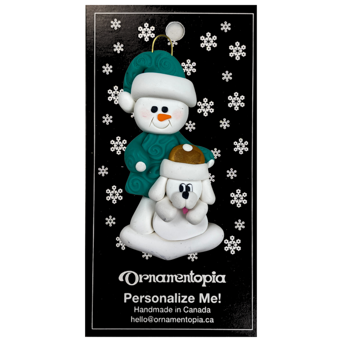 Snowman with White Dog Christmas Ornament - New 2024