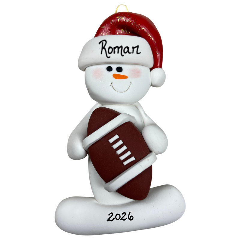 Snowman Football Nut Christmas Ornament