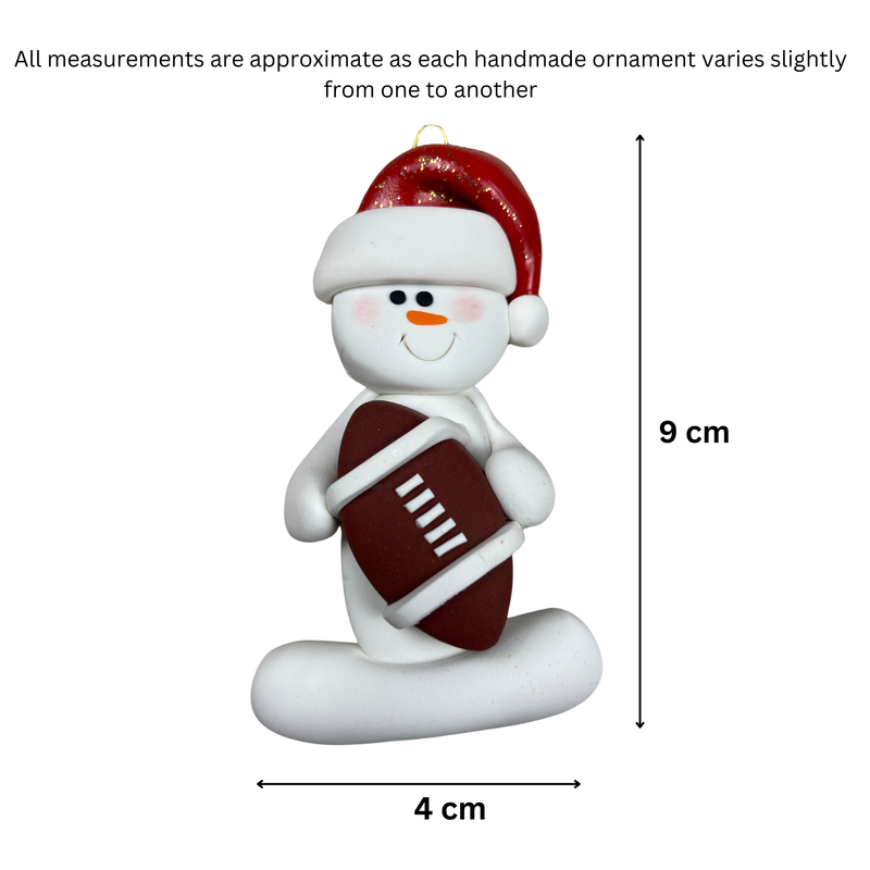 Snowman Football Nut Christmas Ornament
