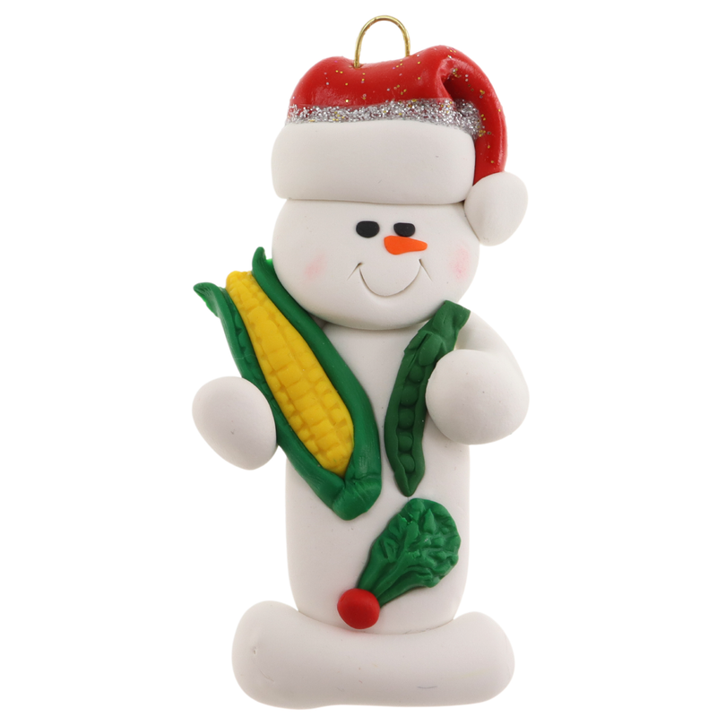 Snowman Gardener Christmas Ornament - Veggies