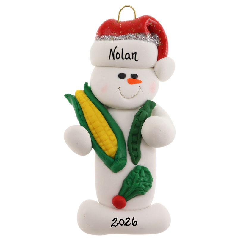 Snowman Gardener Christmas Ornament - Veggies