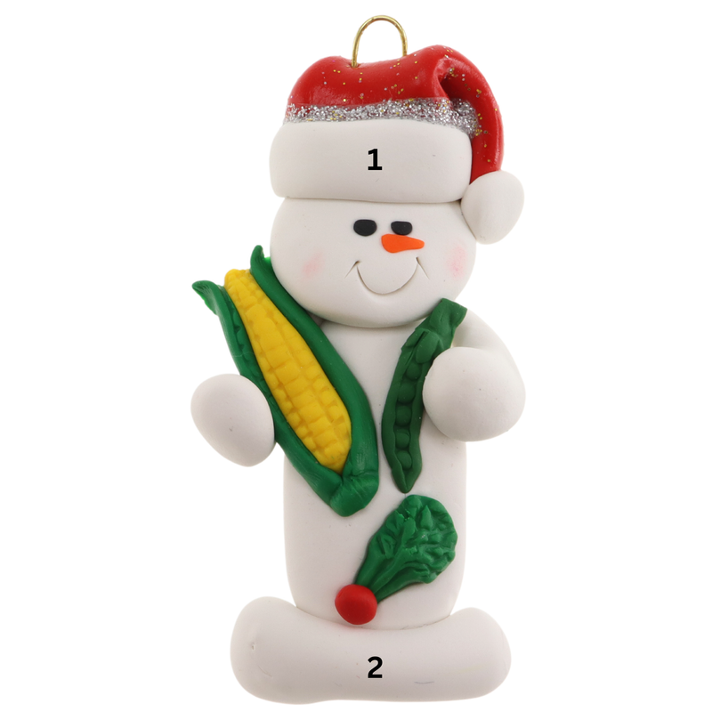 Snowman Gardener Christmas Ornament - Veggies