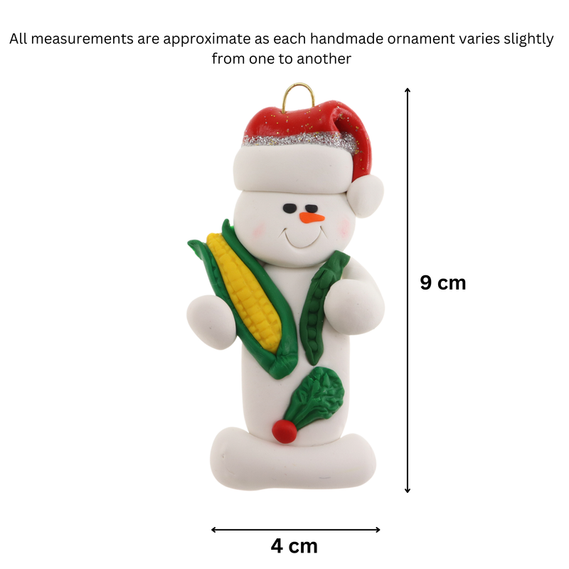 Snowman Gardener Christmas Ornament - Veggies