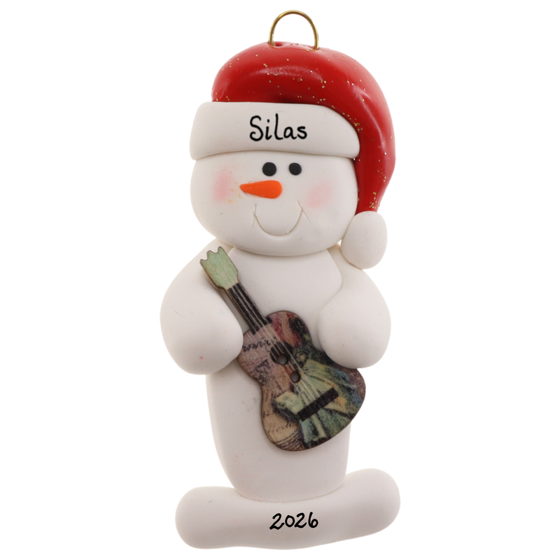 Snowman Guitar Player Christmas Ornament