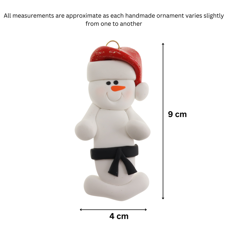 Snowman Martial Artist Christmas Ornament