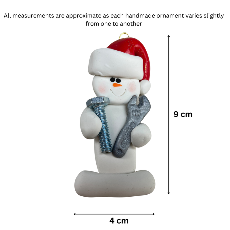 Snowman Mechanic Christmas Ornament