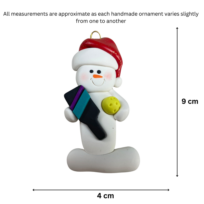 Snowman Pickleball Player Ornament