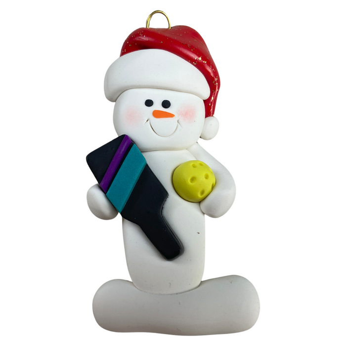 Snowman Pickleball Player Ornament