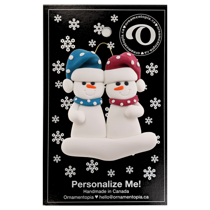 Polka Dot Snowman Couple Ornament