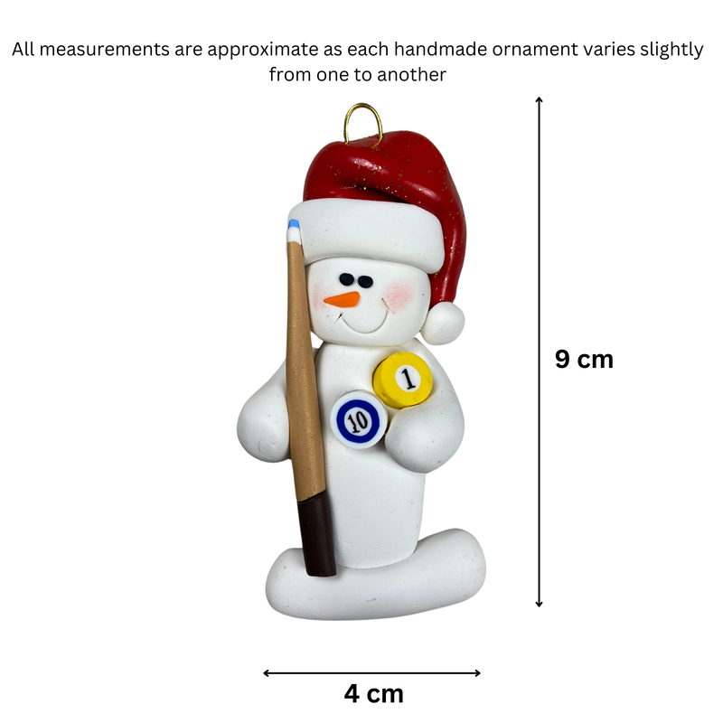 Snowman Pool Player Christmas Ornament