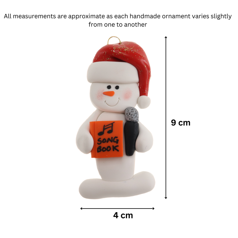 Snowman Karaoke Singer Christmas Ornament - Orange