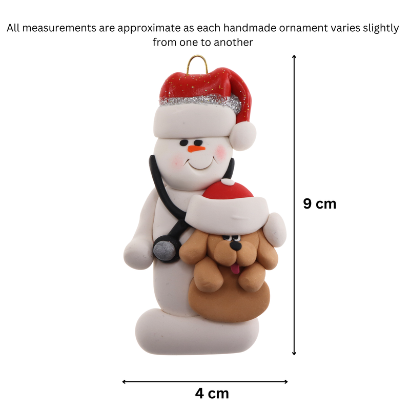 Snowman Veterinarian Christmas Ornament - Dog