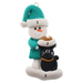 Ornament of snowman in a green shirt and hat with black cat in Christmas hat, numbered 1-3 for personalization.