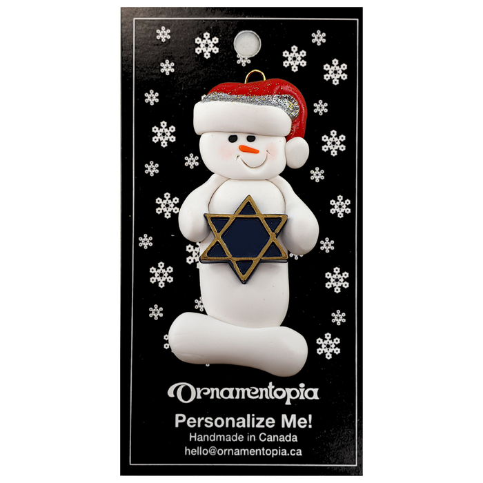 Holiday Snowman With Star Of David Ornament