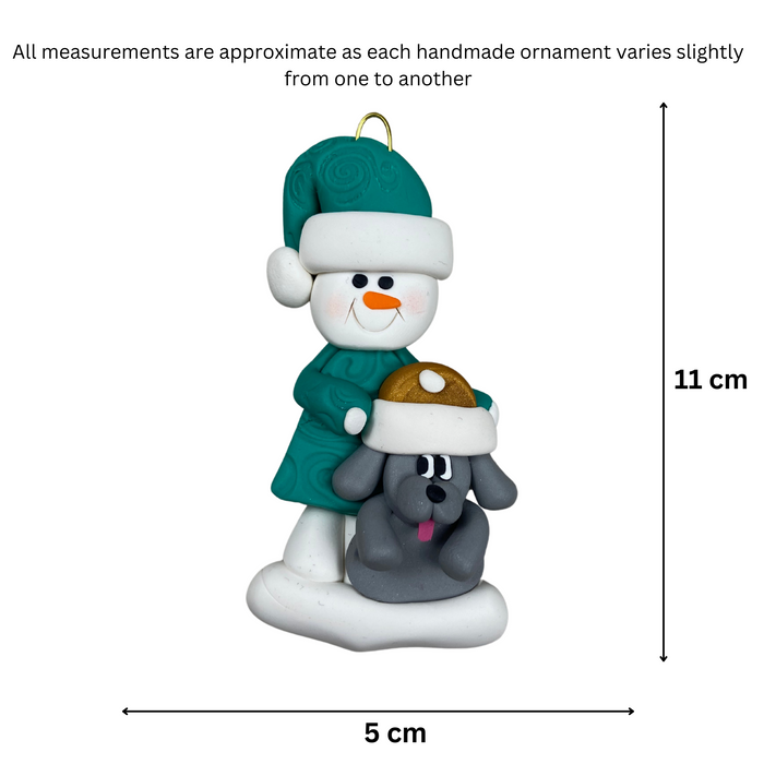 Snowman with Grey Dog Christmas Ornament - New 2024