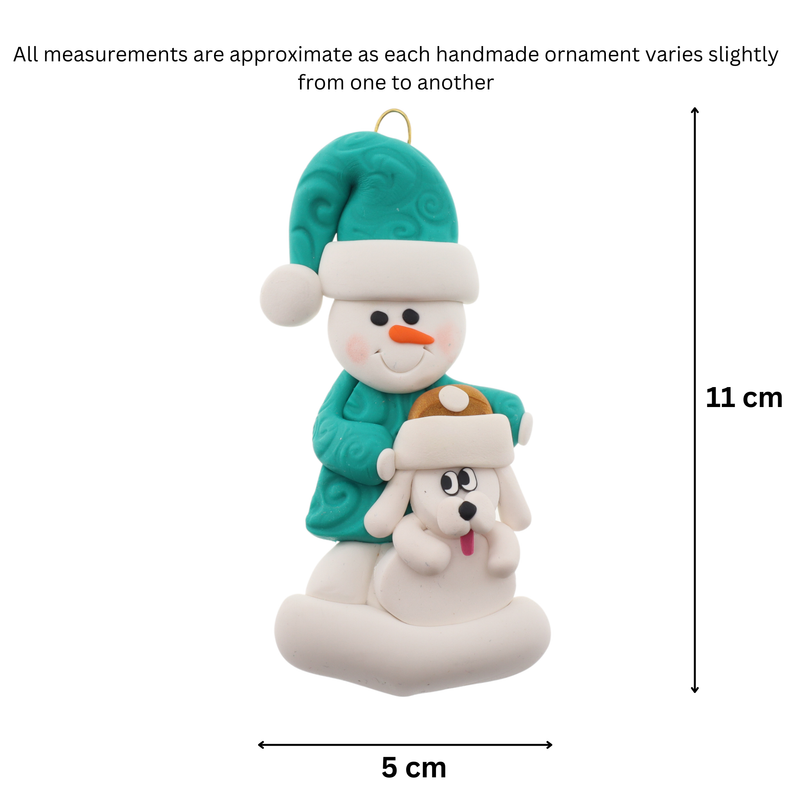 Snowman with White Dog Christmas Ornament