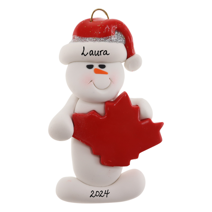 Snowman with Maple Leaf Ornament