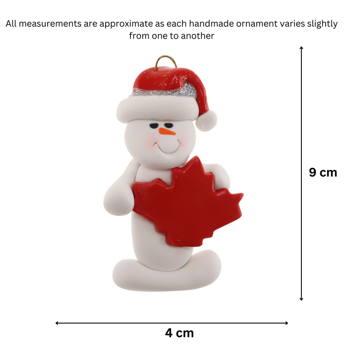 Snowman with Maple Leaf Christmas Ornament