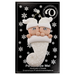 Ornament with twin infant heads in white glitter hats poking out of a white glitter stocking, on display backing card.
