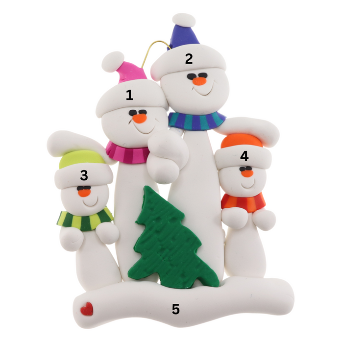 Tree Family of 4 Christmas Ornament